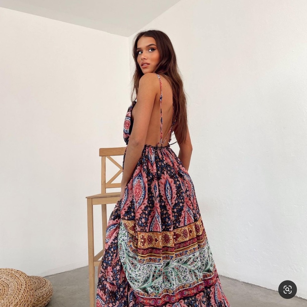 Zara print long dress bloggers fav